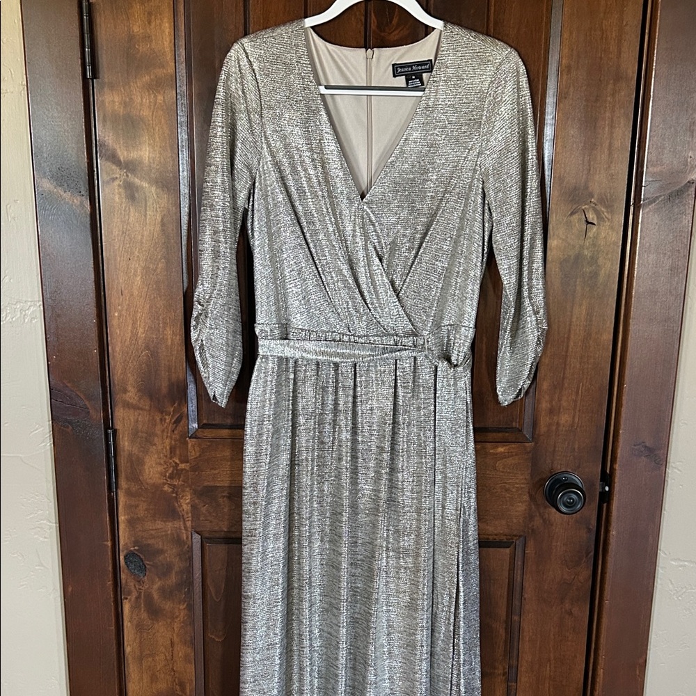 Jessica Howard Silver Metallic Maxi Dress